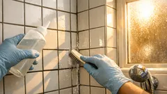 Näin vaalennat tummuneet laattasaumat helposti: 3 % vetyperoksidi ja 10 minuutin vaikutusaika